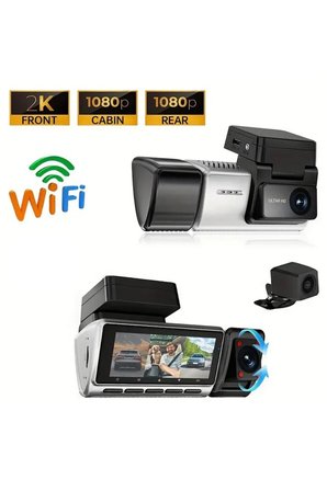 3 Kanallı 2K Araç İçi Kamera Wi-Fi ADAS Gece Görüşlü Araç İçi Kamera Geniş Açılı Video Kaydedici