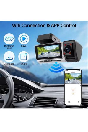 3 Kanallı 2K Araç İçi Kamera Wi-Fi ADAS Gece Görüşlü Araç İçi Kamera Geniş Açılı Video Kaydedici