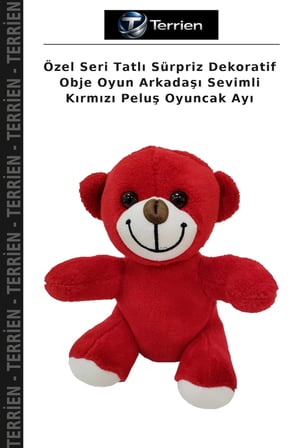Özel Seri Tatlı Sürpriz Dekoratif Obje Oyun Arkadaşı Sevimli Kırmızı Peluş Oyuncak Ayı
