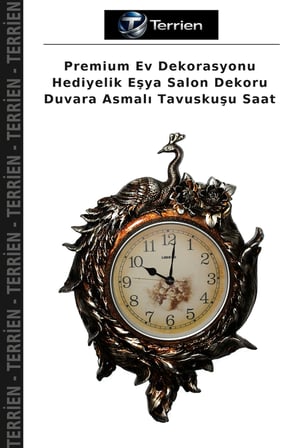 Premium Ev Dekorasyonu Hediyelik Eşya Salon Dekoru Duvara Asmalı Tavuskuşu Saat
