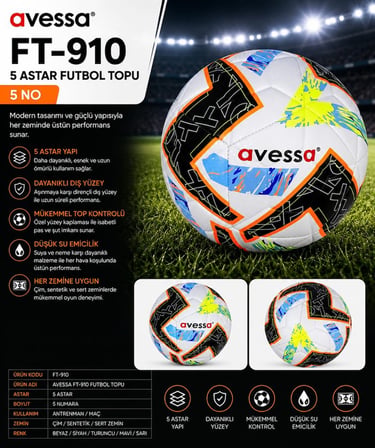 Özel Seri Takım Sporu Erkek Spor Açık Hava FT-910 Futbol Topu 5 Astar