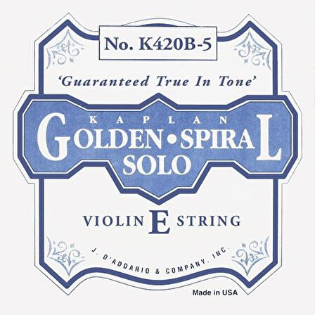 DADDARIO K420B5 KEMAN TEK TELİ, KAPLAN, GOLDEN SPIRAL SOLO, E-(Mİ), HEAVY