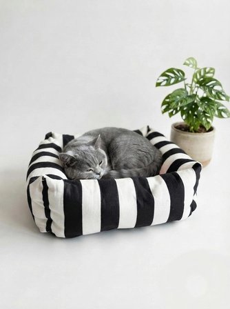 Lüks Kare Zebra Desen Kedi Köpek Yatağı - Pembe