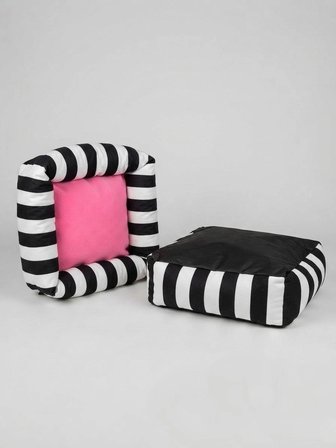 Lüks Kare Zebra Desen Kedi Köpek Yatağı - Pembe