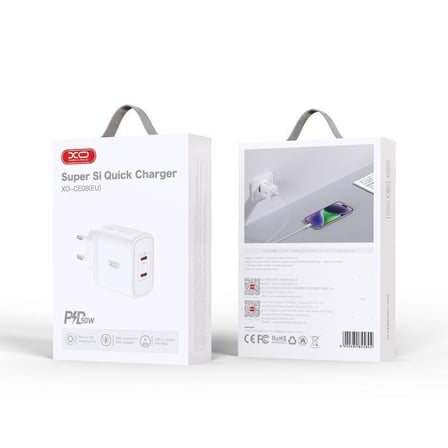 Özel Üretim Akım Korumalı Aksesuar Başlığı CE08 50W 3A 2 x USB-C Şarj Adaptörü