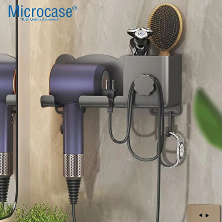 Microcase Çok Fonksiyonlu Saç Kurutma Makinası ve Banyo Malzemeleri İçin Düzenleyici Askılık Stand - SİYAH AL5050