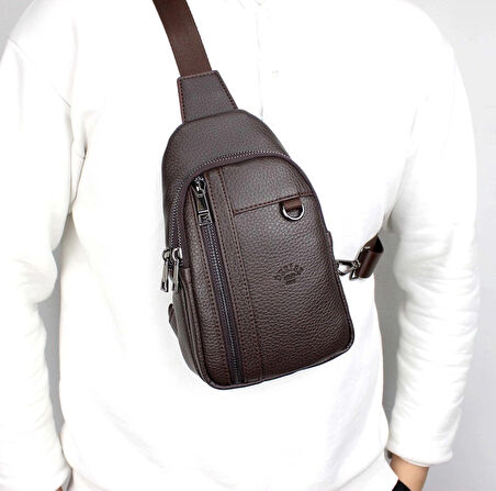 Erkek Kahverengi Çift Kol Çapraz Omuz Çantası Body Bag Çanta Günlük Çanta