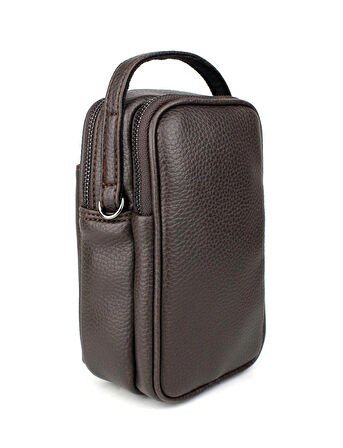 Erkek Kahverengi Kapaklı Çok Bölmeli El ve Omuz Çantası