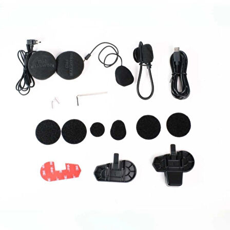 Knmaster KN2300PRO Motosiklet Kask İnterkom Bluetooth Intercom Kulaklık Seti SİYAH