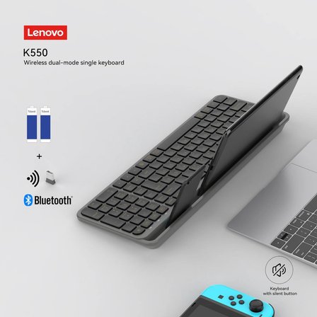 K550 Tablet Standlı Bluetooth + 2.4 Ghz Kablosuz Dual Modlu Sessiz Klavye