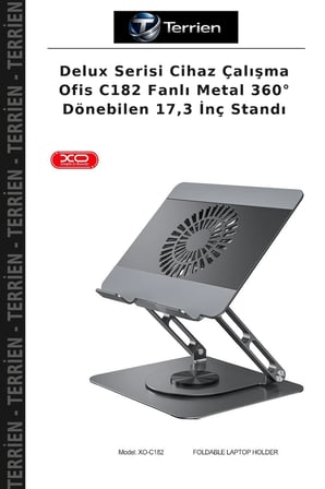 Delux Serisi Cihaz Çalışma Ofis C182 Fanlı Metal 360° Dönebilen 17,3 İnç Standı