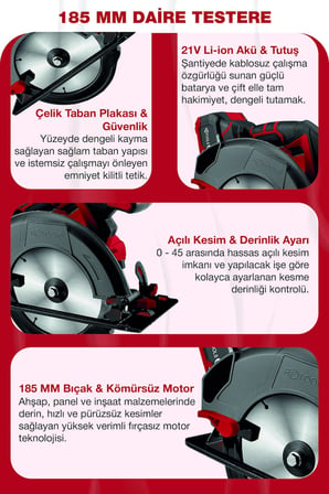RETOOLS K5830 185 MM DAİRE TESTERE KAFA