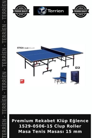 Premium Rekabet Klüp Eğlence 1529-0506-15 Clup Roller Masa Tenis Masası 15 mm