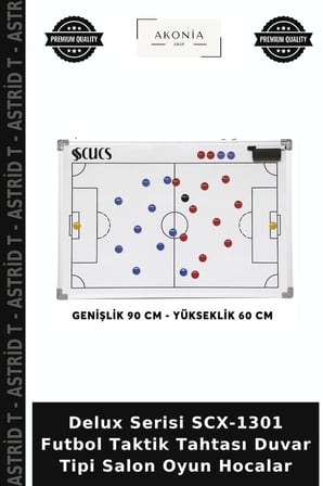 Delux Serisi SCX-1301 Futbol Taktik Tahtası Duvar Tipi Salon Oyun Hocalar
