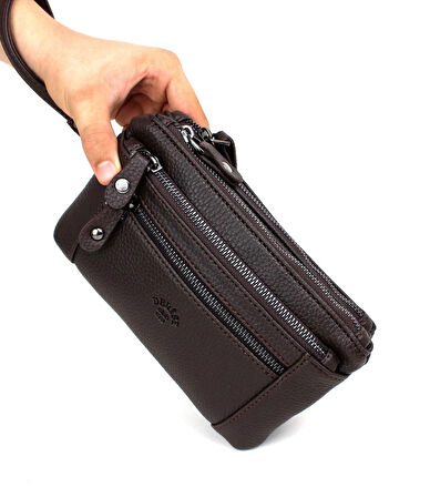 ERKEK KAHVERENGİ ÇOK BÖLMELİ KEMERLİ PORTFÖY EL ÇANTASI