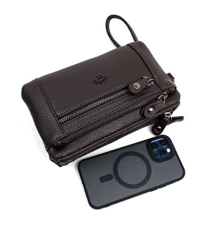 ERKEK KAHVERENGİ ÇOK BÖLMELİ KEMERLİ PORTFÖY EL ÇANTASI