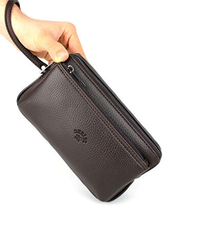 Erkek Kahverengi El Çantası Bileklik Kemerli Portföy Çanta El Çantası