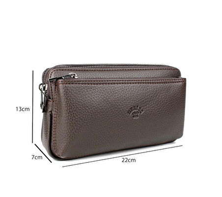 Erkek Kahverengi El Çantası Bileklik Kemerli Portföy Çanta El Çantası