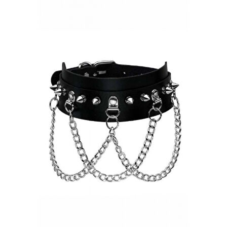 MARSİLYAN- Çivili Choker, Deri Çivili Tasma - APFT993