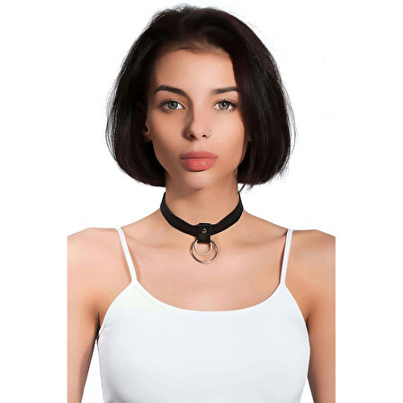 MARSİLYAN- Halkalı Deri Tasma Kolye - APFT253