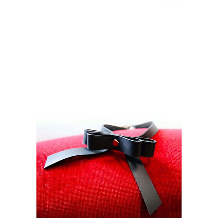 MARSİLYAN- Fiyonklu Arkadan Bağlamalı Şık Deri Choker Boyun Aksesuar - APFT667