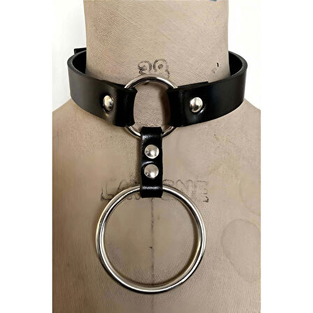 MARSİLYAN- Büyük Ve Küçük Halka Detaylı Ayarlı Deri Choker - APFT673
