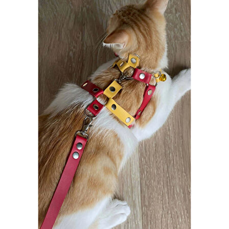 MARSİLYAN- Deri Kedi Gezdirme Tasması, Deri Kedi Göğüs Tasması - NPC013