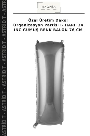 Özel Üretim Dekor Organizasyon Partisi I- HARF 34 İNC GÜMÜŞ RENK BALON 76 CM
