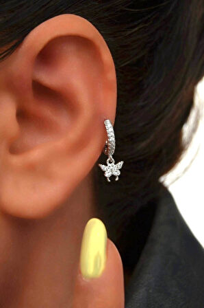 8 mm Kelebek Charm Halka Piercing – Gold & Gümüş | Helix, Kıkırdak, Lob Uyumlu