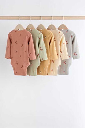 Next Baby % 100 Pamuklu Meyve Desenli Uzun Kollu 5'li Body Zıbın Set