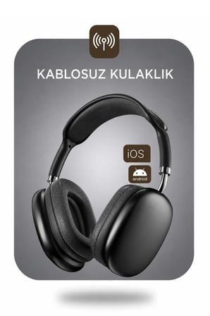 Premium Bilgisayar Spor Dinleme Bluetooth Kulaklık P9 Pro Max Siyah