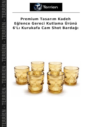 Premium Tasarım Kadeh Eğlence Gereci Kutlama Ürünü 6'Lı Kurukafa Cam Shot Bardağı