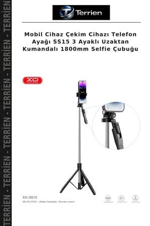 Mobil Cihaz Çekim Cihazı Telefon Ayağı SS15 3 Ayaklı Uzaktan Kumandalı 1800mm Selfie Çubuğu