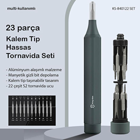 Kingsdun 23'ü 1 Arada Manyetik Hassas Tornavida Seti KS-840122