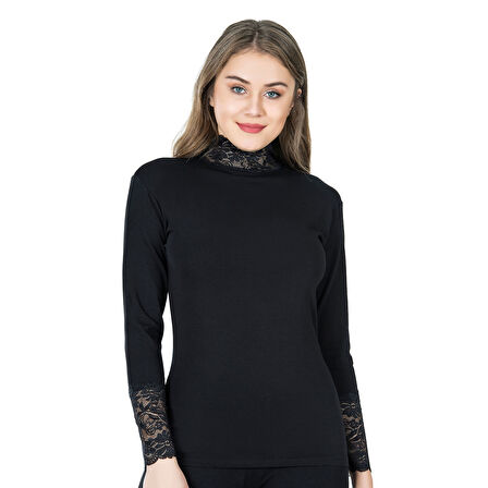 MARSiLYAN- Balıkçı Yaka Dantelli Kadın Tişört 278