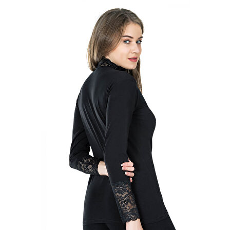 MARSiLYAN- Balıkçı Yaka Dantelli Kadın Tişört 278