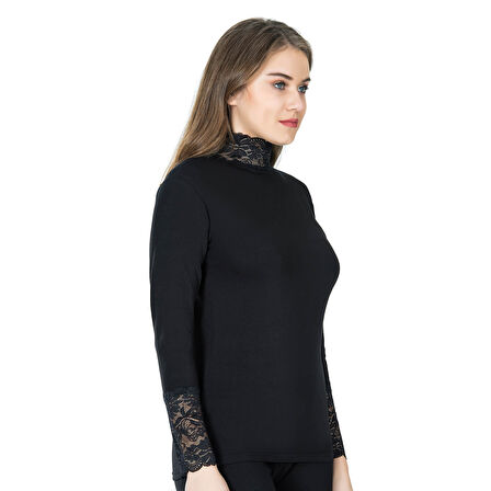 MARSiLYAN- Balıkçı Yaka Dantelli Kadın Tişört 278