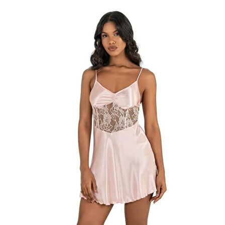 MARSiLYAN- Somon Kısa Saten Gecelik 8239