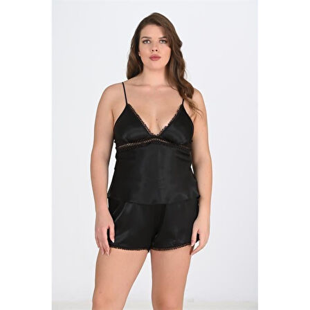 MARSiLYAN- Büyük Beden Siyah Şort Takımı