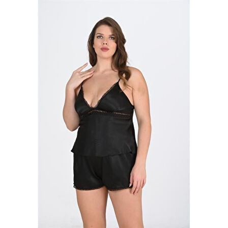 MARSiLYAN- Büyük Beden Siyah Şort Takımı