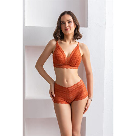 Bralet Sütyen Boxer Takım Kiremit (brf31813)