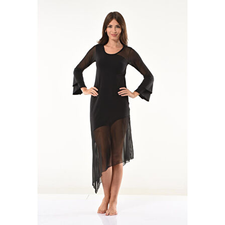 MARSiLYAN- Transparan Detaylı Uzun Elbise 958