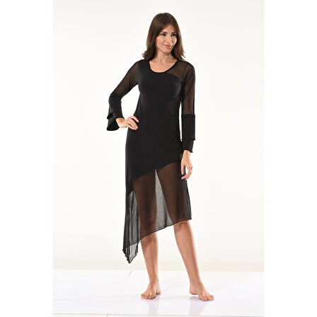 MARSiLYAN- Transparan Detaylı Uzun Elbise 958