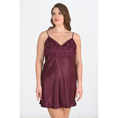 MARSiLYAN- Büyük Beden Mürdüm Gecelik 2108