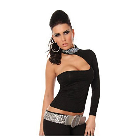 MARSiLYAN- B101432 Pul Payet Aksesuarlı Bluz