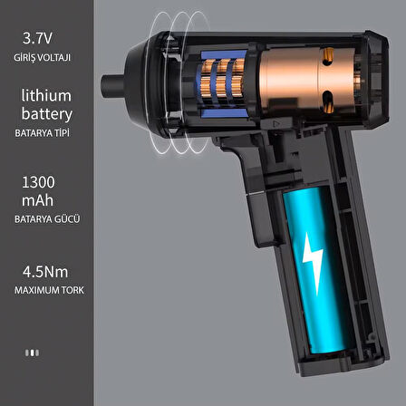 Kingsdun Sarjli Tornavida Seti 32 Parça Manyetik Uç 3.6V 1300mAH