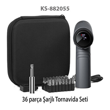 Kingsdun Sarjli Tornavida Seti 36 Parçali Manyetik Uç 5V 2500mAH