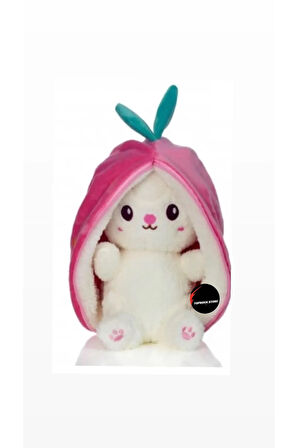 Sevimli Çilek Tavşan Peluş Oyuncak 35 cm Büyük Boy Hediyelik Uyku Arkadaşı