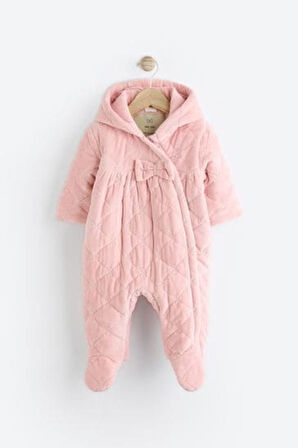 Next Baby Pembe Tam Polar Astarlı Kapitone  Astronot Tulum