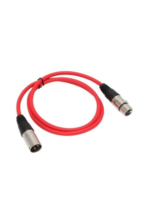 Mikrofon Kablosu 3 Metre Kırmızı | Xlr Erkek – Xlr Dişi | Sahne – Stüdyo – Ses Kablosu